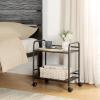 imageSunnyPoint 2Tier Metal Rolling Utility Cart  Mobile Storage Shelf with Caster Wheels  Small Space Organizer for Home Office Bedroom Kitchen WHTBlk