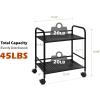 imageSunnyPoint 2Tier Metal Rolling Utility Cart  Mobile Storage Shelf with Caster Wheels  Small Space Organizer for Home Office Bedroom Kitchen WHTBlk
