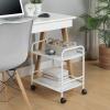 imageSunnyPoint 2Tier Metal Rolling Utility Cart  Mobile Storage Shelf with Caster Wheels  Small Space Organizer for Home Office Bedroom Kitchen WHTWht