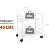imageSunnyPoint 2Tier Metal Rolling Utility Cart  Mobile Storage Shelf with Caster Wheels  Small Space Organizer for Home Office Bedroom Kitchen WHTWht