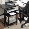 imageSunnyPoint 2Tier Under Desk Printer Stand with Storage Shelf and Steel Frame Industrial Mobile Printer Cart Holder with Lockable Wheels for Home and Office BLKBLK
