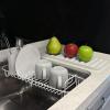 imageSunnyPoint 304 Stainless Steel Dish Drying Rack with Utensil Holder Compact Countertop Dish Rack with Removable Drain Tray  BlackWht
