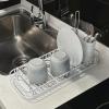 imageSunnyPoint 304 Stainless Steel Dish Drying Rack with Utensil Holder Compact Countertop Dish Rack with Removable Drain Tray  BlackWht