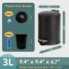imageSunnyPoint 3L 08 Gallon Mini Trash Can with Lid  Small StepOn Garbage Bin SlowClose ampamp Removable Inner Bucket  Compact for Bathroom Office Bedroom RV Dorm Under Sink BLKBLK