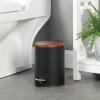 imageSunnyPoint 3L 08 Gallon Mini Trash Can with Wooden Lid Step Pedal ampamp SlowClose Small Garbage Bin for Bathroom Office Kitchen RV  with Removable Inner Bucket BLK