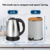 imageSunnyPoint 3L 08 Gallon Mini Trash Can with Wooden Lid Step Pedal ampamp SlowClose Small Garbage Bin for Bathroom Office Kitchen RV  with Removable Inner Bucket Grey