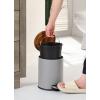 imageSunnyPoint 3L 08 Gallon Mini Trash Can with Wooden Lid Step Pedal ampamp SlowClose Small Garbage Bin for Bathroom Office Kitchen RV  with Removable Inner Bucket Grey