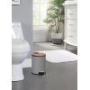 imageSunnyPoint 3L 08 Gallon Mini Trash Can with Wooden Lid Step Pedal ampamp SlowClose Small Garbage Bin for Bathroom Office Kitchen RV  with Removable Inner Bucket Grey