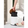 imageSunnyPoint 3L 08 Gallon Mini Trash Can with Wooden Lid Step Pedal ampamp SlowClose Small Garbage Bin for Bathroom Office Kitchen RV  with Removable Inner Bucket WHT