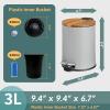 imageSunnyPoint 3L 08 Gallon Mini Trash Can with Wooden Lid Step Pedal ampamp SlowClose Small Garbage Bin for Bathroom Office Kitchen RV  with Removable Inner Bucket Grey