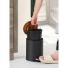 imageSunnyPoint 3L 08 Gallon Mini Trash Can with Wooden Lid Step Pedal ampamp SlowClose Small Garbage Bin for Bathroom Office Kitchen RV  with Removable Inner Bucket BLK