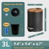 imageSunnyPoint 3L 08 Gallon Mini Trash Can with Wooden Lid Step Pedal ampamp SlowClose Small Garbage Bin for Bathroom Office Kitchen RV  with Removable Inner Bucket BLK