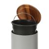 imageSunnyPoint 3L 08 Gallon Mini Trash Can with Wooden Lid Step Pedal ampamp SlowClose Small Garbage Bin for Bathroom Office Kitchen RV  with Removable Inner Bucket Grey