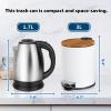 imageSunnyPoint 3L 08 Gallon Mini Trash Can with Wooden Lid Step Pedal ampamp SlowClose Small Garbage Bin for Bathroom Office Kitchen RV  with Removable Inner Bucket WHT