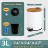 imageSunnyPoint 3L 08 Gallon Mini Trash Can with Wooden Lid Step Pedal ampamp SlowClose Small Garbage Bin for Bathroom Office Kitchen RV  with Removable Inner Bucket WHT