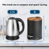 imageSunnyPoint 3L 08 Gallon Mini Trash Can with Wooden Lid Step Pedal ampamp SlowClose Small Garbage Bin for Bathroom Office Kitchen RV  with Removable Inner Bucket BLK