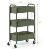 imageSunnyPoint 3Tier Delicate Compact Rolling Metal Storage Organizer  Mobile Utility Cart KitchenUnder Desk Cart with Caster Wheels  Army 1535quot X 1024quot X 268quotHArmy