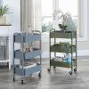 imageSunnyPoint 3Tier Delicate Compact Rolling Metal Storage Organizer  Mobile Utility Cart KitchenUnder Desk Cart with Caster Wheels  Army 1535quot X 1024quot X 268quotHBlue