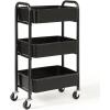 imageSunnyPoint 3Tier Delicate Compact Rolling Metal Storage Organizer  Mobile Utility Cart KitchenUnder Desk Cart with Caster Wheels  Army 1535quot X 1024quot X 268quotHBlk