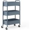 imageSunnyPoint 3Tier Delicate Compact Rolling Metal Storage Organizer  Mobile Utility Cart KitchenUnder Desk Cart with Caster Wheels  Army 1535quot X 1024quot X 268quotHBlue
