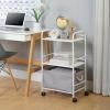 imageSunnyPoint 3Tier Rolling Utility Cart  Metal Storage Organizer with Wheels Mobile Kitchen Cart Office ampamp Home Organizer Black 12quot D x 1692quot W x 311quot HWht
