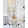 imageSunnyPoint 3Tier Rolling Utility Cart  Metal Storage Organizer with Wheels Mobile Kitchen Cart Office ampamp Home Organizer Black 12quot D x 1692quot W x 311quot HWht