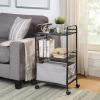 imageSunnyPoint 3Tier Rolling Utility Cart  Metal Storage Organizer with Wheels Mobile Kitchen Cart Office ampamp Home Organizer Black 12quot D x 1692quot W x 311quot HBlk