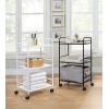imageSunnyPoint 3Tier Rolling Utility Cart  Metal Storage Organizer with Wheels Mobile Kitchen Cart Office ampamp Home Organizer Black 12quot D x 1692quot W x 311quot HWht