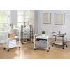 imageSunnyPoint 3Tier Rolling Utility Cart  Metal Storage Organizer with Wheels Mobile Kitchen Cart Office ampamp Home Organizer Black 12quot D x 1692quot W x 311quot HBlk