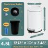 imageSunnyPoint 45 Liter12 Gallon Small Round Trash Can with Plastic Inner Bucket Bathroom Office Kitchen and Bedroom Step On and Slow Close BLKWHT