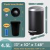 imageSunnyPoint 45 Liter12 Gallon Small Round Trash Can with Plastic Inner Bucket Bathroom Office Kitchen and Bedroom Step On and Slow Close WHTBLKSN