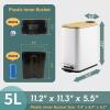 imageSunnyPoint 5 Liter132 Gallon Small Trash Can with Plastic Inner Buckets Rectangle Bathroom Office Kitchen and Bedroom Step On and Slow CloseWHT  BAMBOO