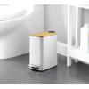 imageSunnyPoint 5 Liter132 Gallon Small Trash Can with Plastic Inner Buckets Rectangle Bathroom Office Kitchen and Bedroom Step On and Slow CloseWHT  BAMBOO