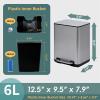 imageSunnyPoint 6 Liter158 Gallon Small Trash Can with Plastic Inner Buckets Rectangle Bathroom Office Kitchen and Bedroom Step On and Slow Close BLKSN