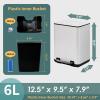 imageSunnyPoint 6 Liter158 Gallon Small Trash Can with Plastic Inner Buckets Rectangle Bathroom Office Kitchen and Bedroom Step On and Slow Close BLKWHT