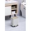 imageSunnyPoint 6 Liter158 Gallon Small Trash Can with Plastic Inner Buckets Rectangle Bathroom Office Kitchen and Bedroom Step On and Slow Close BLKWHTGOLD