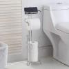 imageSunnyPoint Bathroom Heavyweight Toilet Tissue Paper Roll Storage Holder Stand with Reserve and Shelve The Reserve Area Has Enough Space to Store Mega Rolls BronzeChrome
