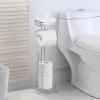 imageSunnyPoint Bathroom Heavyweight Toilet Tissue Paper Roll Storage Holder Stand with Reserve and Shelve The Reserve Area Has Enough Space to Store Mega Rolls BronzeChrome