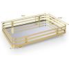 imageSunnyPoint Classic Decorative Vanity Perfume Dresser Jewelry Organizer Makeup Mirror Tray Satin NickelPolished Gold