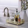 imageSunnyPoint Classic Decorative Vanity Perfume Dresser Jewelry Organizer Makeup Mirror Tray Satin NickelPolished Gold