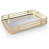 imageSunnyPoint Classic Decorative Vanity Perfume Dresser Jewelry Organizer Makeup Mirror Tray Satin NickelPolished Gold