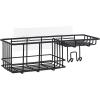 imageSunnyPoint Classic Wall Mounted Shower Caddy Organizer Basket Shelf With Removable Adhesive Hook No Drilling Needed Gunmetal StandardBlack