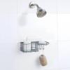 imageSunnyPoint Classic Wall Mounted Shower Caddy Organizer Basket Shelf With Removable Adhesive Hook No Drilling Needed Gunmetal StandardGrey