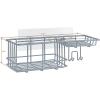 imageSunnyPoint Classic Wall Mounted Shower Caddy Organizer Basket Shelf With Removable Adhesive Hook No Drilling Needed Gunmetal StandardGrey
