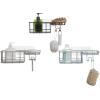 imageSunnyPoint Classic Wall Mounted Shower Caddy Organizer Basket Shelf With Removable Adhesive Hook No Drilling Needed Gunmetal StandardGunmetal