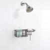 imageSunnyPoint Classic Wall Mounted Shower Caddy Organizer Basket Shelf With Removable Adhesive Hook No Drilling Needed Gunmetal StandardGunmetal
