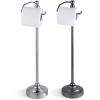imageSunnyPoint Deluxe Free Standing Heavy Weighted Toilet Tissue Paper Roll Holder Stand Brushed NickelBlack Nickel