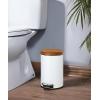 imageSunnyPoint Elite Bamboo Lid 45 Liter 12 Gallon Round Trash Can with Plastic Inner Bucket Bathroom Office Kitchen and Bedroom Step On and Slow Close WhiteWHITE