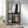 imageSunnyPoint ExtraLarge Freestanding Clothing Racks for Hanging Clothes Standing Metal Sturdy Garment and Accessories Rack Small Space Storage Solution BLACKBLACK