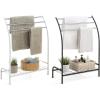 imageSunnyPoint Freestanding 3 Hanging Bar Towel Rack With Bottom Shelf BLKBLK